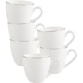 Villeroy & Boch Vorteilset 6 Stück Anmut Platinum No.1 Mokka-/Espressoobertasse Premium Bone Porcelain weiß handbemalt 1046361420