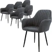 ML-Design 6er Set Esszimmerstuhl mit Rückenlehne, Anthrazit, aus Kunstleder