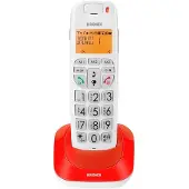 Brondi Bravo Bright DECT-Schnurlostelefon für Senioren mit hintergrundbeleuchtetem Display, großen Tasten, Freisprechfunktion und LED – Rot