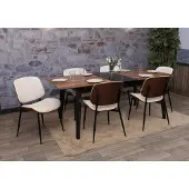 Mendler 6er-Set Esszimmerstuhl MCW-O44, Küchenstuhl Stuhl, Bugholz Kunstleder MVG Walnuss-Optik, weiß