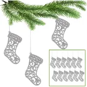 Sarcia.eu Silberne Weihnachtsbaumsocken, Weihnachtsbaumschmuck 10cm, 12 Stück