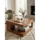 KADIMA DESIGN Couchtisch Massiv-Holz Sheesham 90 cm breit Design Wohnzimmer-Tisch dunkel-braun Landhaus-Stil Beistelltisch