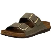 Rohde Damen Pantolette aus Leder mit Schnallen und Memoryfußbett Rodigo-D 5865, Größe:41 EU, Farbe:Grün