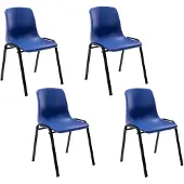 CLP 4er Set Stapelstuhl Nowra Kunststoff stapelbar und mit modernem Design blau