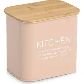 Zeller 19407 Vorratsdose KITCHEN 2300 ml aus Metall, mandel mit Bambusdeckel