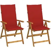 Prolenta Maison Exclusive - Verstellbare Klappstühle 2 Stk. mit Kissen Akazie Massivholz