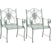 CLP 2er Set Gartenstühle Punjab mit Armlehnen antik-grün