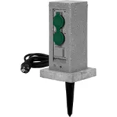 Grafner Gartensteckdose Smart WLAN WIFI, Steinoptik, 4 Steckdosen, Dämmerungssensor, Alexa Google IOS Tuya, 3680 Watt, Energiesäule Mehrfachsteckdose Außen Outdoor Außensteckdose 4-Fach Granit Felsen