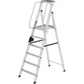 Proregal Plattformleiter | 6 Stufen | inkl. beidseitigem Handlauf | Aluminium | nivello Leiterschuhe