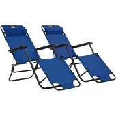 Prolenta Maison Exclusive - Klappbare Sonnenliegen 2 Stk. mit Fußablage Blau