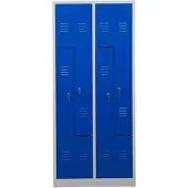Proregal Garderobenspind Camel | 4-Fächer-Z-Design| HxBxT 180x80x50 cm | Zylinderschloss | Grau-Blau