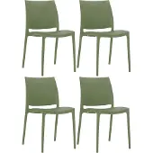 CLP 4er Set Stapelstühle Maya bis zu 130 kg belastbar oliv