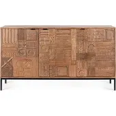 Natur24 Sideboard Kindia 145 x 42 x 80 cm Mangoholz Stahl Natur