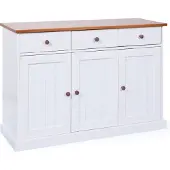 Ebuy24 Wright Sideboard 3 Türen, 3 Schubladen, weiss, braun.