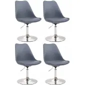 CLP 4er Set Esszimmerstühle Maverick Kunststoff drehbar und stufenlos verstellbar grau Gestell Farbe chrom