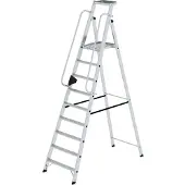 Proregal Plattformleiter | 9 Stufen | inkl. beidseitigem Handlauf | Aluminium | nivello Leiterschuhe
