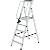 Proregal Plattformleiter | 5 Stufen | inkl. beidseitigem Handlauf | Aluminium | nivello Leiterschuhe