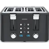 Arendo Toaster, 4 kurze Schlitze, für 4 Scheiben, 1750 W, Automatik, Edelstahl, Wärmeisolierendes Doppelwandgehäuse