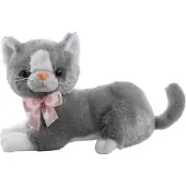 Beppe Graue Plüschkatze Flico mit Schleife, 34 cm