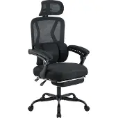 CLP Bürostuhl Liberton - Ergonomischer Drehstuhl, Gestell schwarz, mit Fußablage schwarz