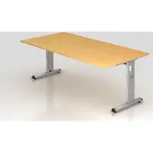 Hjh OFFICE PRO MEGA 2E S - 200 x 100 Buche/Silber höhenverstellbar