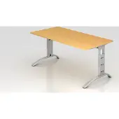 Hjh OFFICE PRO FARO 16 S - 160 x 80 Buche/Silber höhenverstellbar