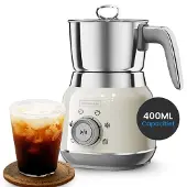 KitchenApp Retro Milchaufschäumer Edelstahlkännchen - PFAS-frei - spülmaschinenfest - Beige