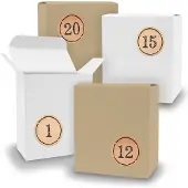 Itenga Adventskalender zum Füllen 24x Quader gemischt WEISS BRAUN + Sticker V09 Z11