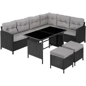 TecTake Rattan Lounge Barletta für 6 bis 8 Personen widerstandsfähig