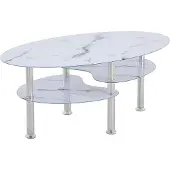 HOOZ Couchtisch 98x55cm Marmor weiß mit Ablage