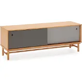 VS VENTA-STOCK Tv Möbel Magnus 2 Schiebetüren Grau, Massivholz, 140 cm (B) 40 cm (T) 50 cm (H)