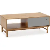 VS VENTA-STOCK Couchtisch Magnus 1 Schiebetür und 1 Öffnung, Massivholz, 110 cm (B) 55 cm (T) 42 cm (H)