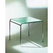 Graepel Tempesta edler Indoor Tisch verchromt mit Tischfläche aus Sekuritglas