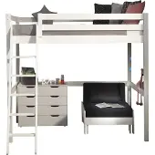 58 aufm Kessel Hochbett Karolina 209x215x190 Kinderbett Massivholz+MDF Weiß