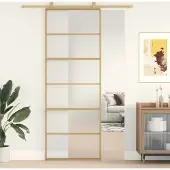 vidaXL Schiebetür Golden 76x205 cm Matt ESG-Glas und Aluminium