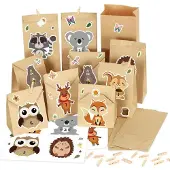Sonstiges Adventskalender zum Befüllen Kinder 24 Kraftpapiertüten Weihnachtskalender DIY Waldtiere