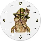 Speecheese Grasfrosch mit alpenländischem Trachtenhut Wanduhr aus Alu