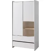 58 aufm Kessel Kleiderschrank Karilynn 90x55x180 Schrank MDF+Massivholz Weiß
