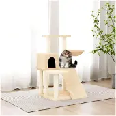 Markenlos Kratzbaum mit Sisal-Kratzsäulen Creme 82 cm