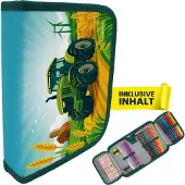 Itenga Schüler-Etui Mäppchen Traktor Turbo Trak 28 teilig (gefüllt) 1-Zipper