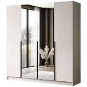 Lookway Kleiderschrank mit Spiegel AUREL 4D KASCHMIR, Schwarze Griffe