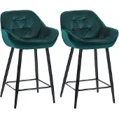 CLP 2er Set Barhocker Gibson 76 Samt dunkelgrün