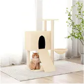 Markenlos Kratzbaum mit Sisal-Kratzsäulen Creme 96 cm für Katzen