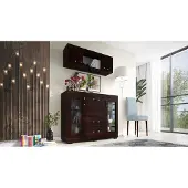 Meblomania Kombikommode mit Hängeschrank LEON, Wohnzimmerset, Wohnwand, komplett vormontiert - Wenge