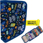 Itenga Schüler-Etui Mäppchen Gaming 28 teilig (gefüllt) 1-Zipper