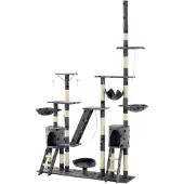 Markenlos Katzen-Kratzbaum Sisal 230-250 cm mit Pfoten-Aufdruck in Grau