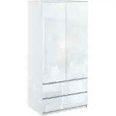 Roe furniture Kleiderschrank Mehrzweckschrank 180cm 2 Türen SchubladenHochschrank Hochglanz