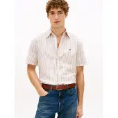 Tommy Hilfiger Kurzarmhemd "LINEN BLEND BENGAL STRIPE" regular fit, gestreift, Button-down-Kragen