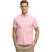 Superdry für Herren. M4011101A Schickes rosa Oxford-Hemd (L), Lässig, Baumwolle, Klassisch, Kurzarm, Koralle