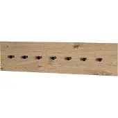 Haku Wandgarderobe , 7 Haken mit jeweils 3 kg Tragkraft, B 800 x T 50 x H 200 mm, Holz/Metall, helles Eiche-Dekor/schwarz